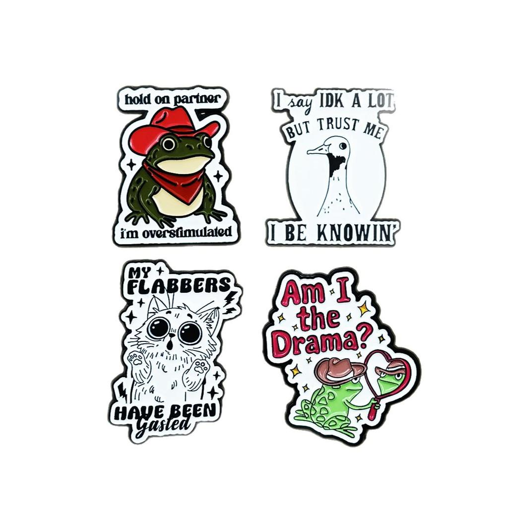 Personalized Animal Brooch: Cartoon Frog & Goose for Backpack & Clothing
