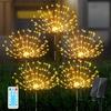 Remote-Control Solar Firework LED String Lights - Waterproof, Decorative Copper Wire Lights for Outdoor Use