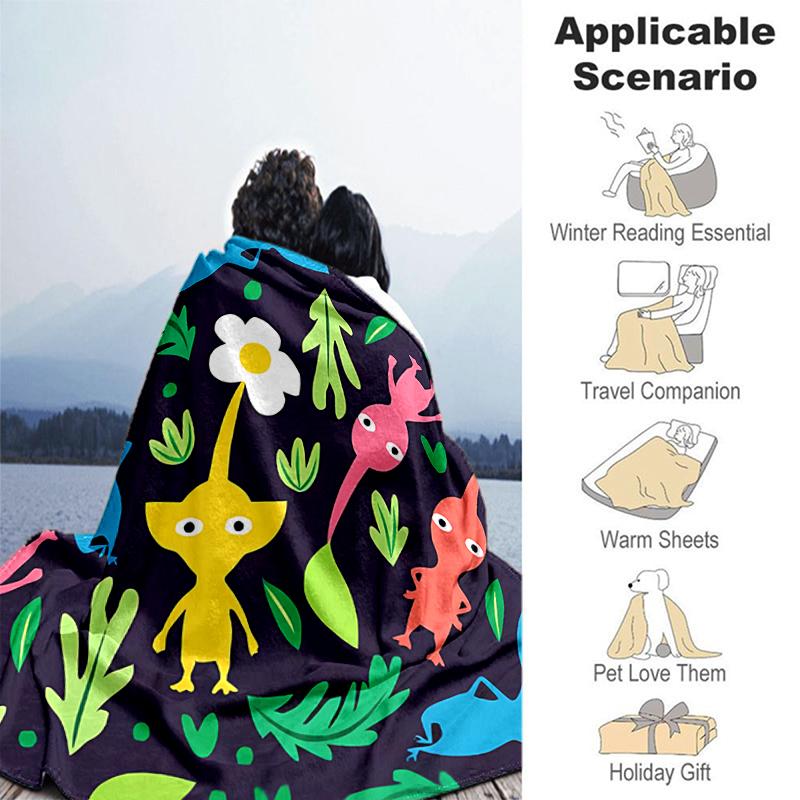 1 manta con diseño de estampado Pikmin, manta ligera para sofá, cama - Suave y cálida, regalo para todas las estaciones como Navidad, Halloween