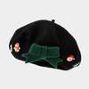 Women's Christmas Beret Hat with, Warm Painter for Winter and Holiday Outfits