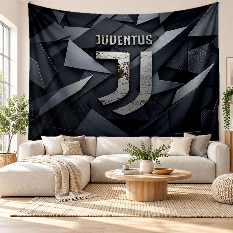Juventus FC Wall Tapestry, Soft Fabric Wall Hanging, Decorative Backdrop For Bedroom Home Wall Art
