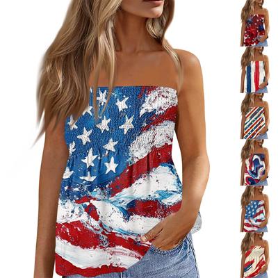 Sommer-Schlauchtops für Damen, Süßes Sexy schulterfreies ärmelloses T-Shirt mit Aufdruck