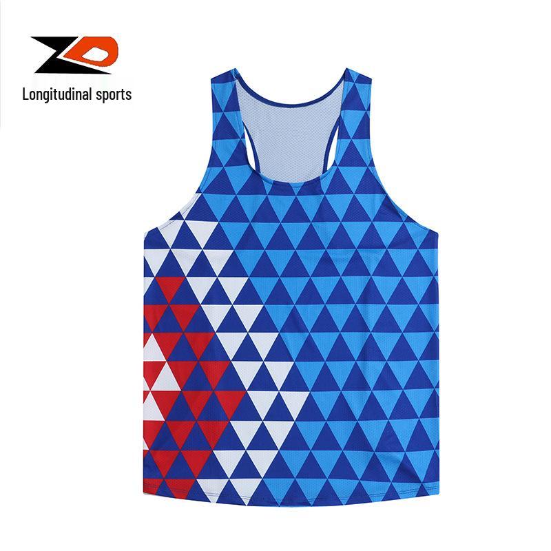 

Мужская легкоатлетическая быстросохнущая ультралегкая беговая майка ZD - Дышащая сетчатая спортивная одежда для тренировок XL синий