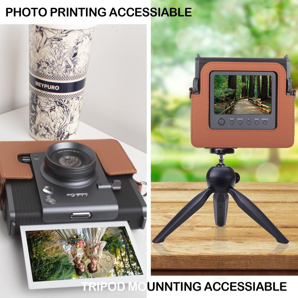HIYQIN Fuji Wide EVO Sofortbildkamera Polyurethan-Leder Schutzhülle für Instax Wide EVO Kamera und Drucker Wide EVO Tragetasche mit verstellbar