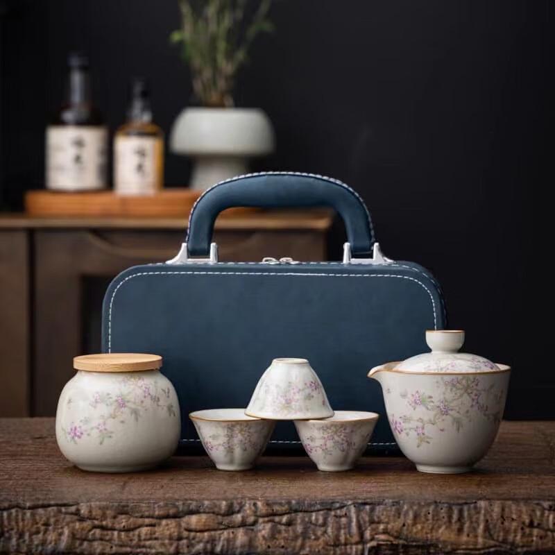 Changqi Portable Ceramic Travel Tea Set with Butterfly Design