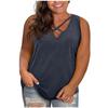 New Plus Size Women's Combed Cotton V Neck Sleeveless T-shirt, Loose Casual Pullover Top for Women European American Style