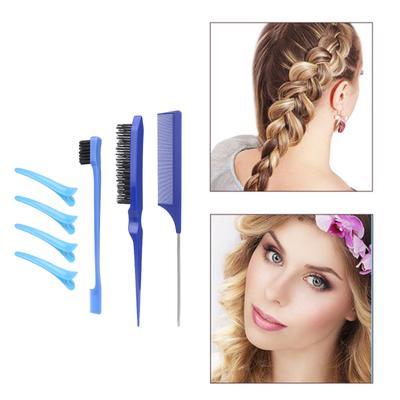 7 Stück Haarstylingkamm Haarbürsten-Set Nylon Toupierbürste Stielkamm mit Krokodilklemmen