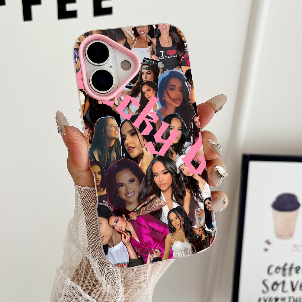 Fashion Becky G Jelly Double layer Pink Mobile Phone Case for iPhone 17 16 15 14 13 12 11 Air Pro Max Plus Protective