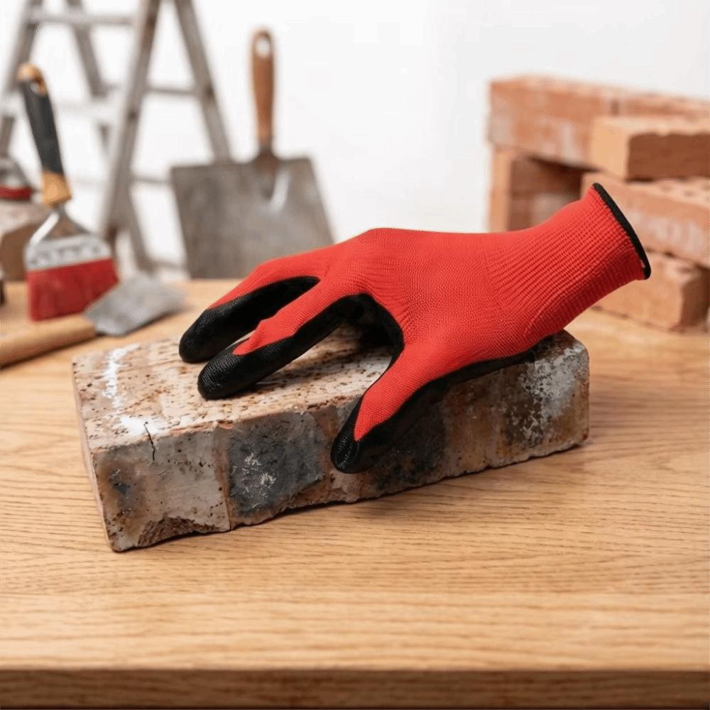 12 Pairs Anti-Skid Work Gloves Crinkled Coating High Grip Gloves Industrial Use