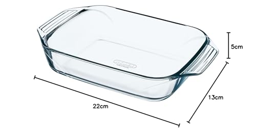 Synergy Trading Pyrex Heat-Resistant Glass Rectangle Container, 0.7L, Roaster, Gratin Dish, Quiche, Oven, and Microwave Safe