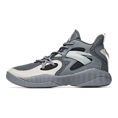 Pantofi de baschet mid-top pentru bărbați, cu absorbție a șocurilor în tunelul de vânt, antiderapanți, rezistenți la uzură, adidași, gri 112021617S-1
