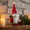 Snowflake Pattern Holiday Decor Christmas Gnome Plush Figurines, Faceless Santa Stuffed Cloth Dolls, Festive Home Accents Scandinavian Elf Tabletop