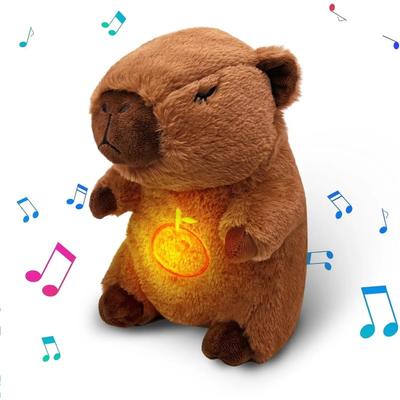 Breathing Capybara Baby Animals Plush Toys Kids Plush Doll Baby Sleep Companion Sound and Light Doll Toy  with Hug Stuffed