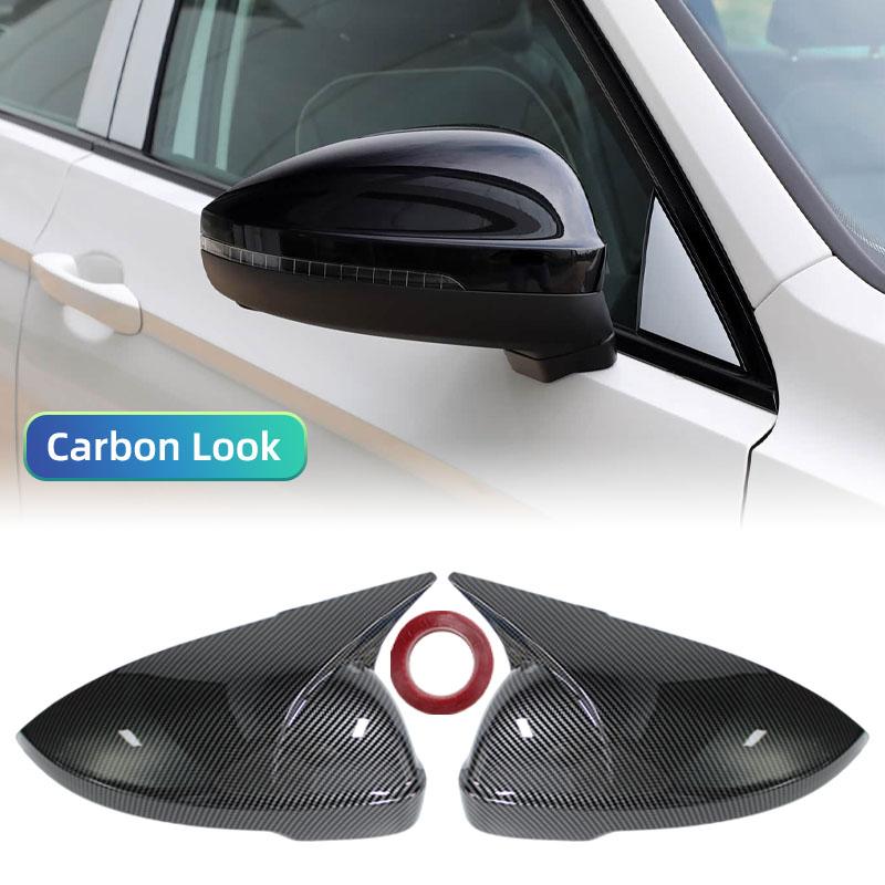 Car modified Accessories For Volkswagen VW Passat B8 2017- Black Carbon Fiber ABS Ox Horn Side Rearview Mirror Cover Trim