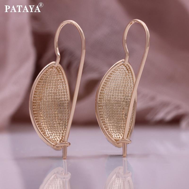 PATAYA 585 Rose Gold Color Classical Turtle Back Style Long Fish Ear Buckles Earring