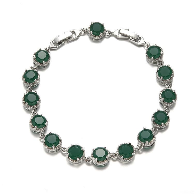 New European and American Round Zircon Bracelet Colored Gemstone Inlay Bracelet Crystal Bracelet for Women Zircon