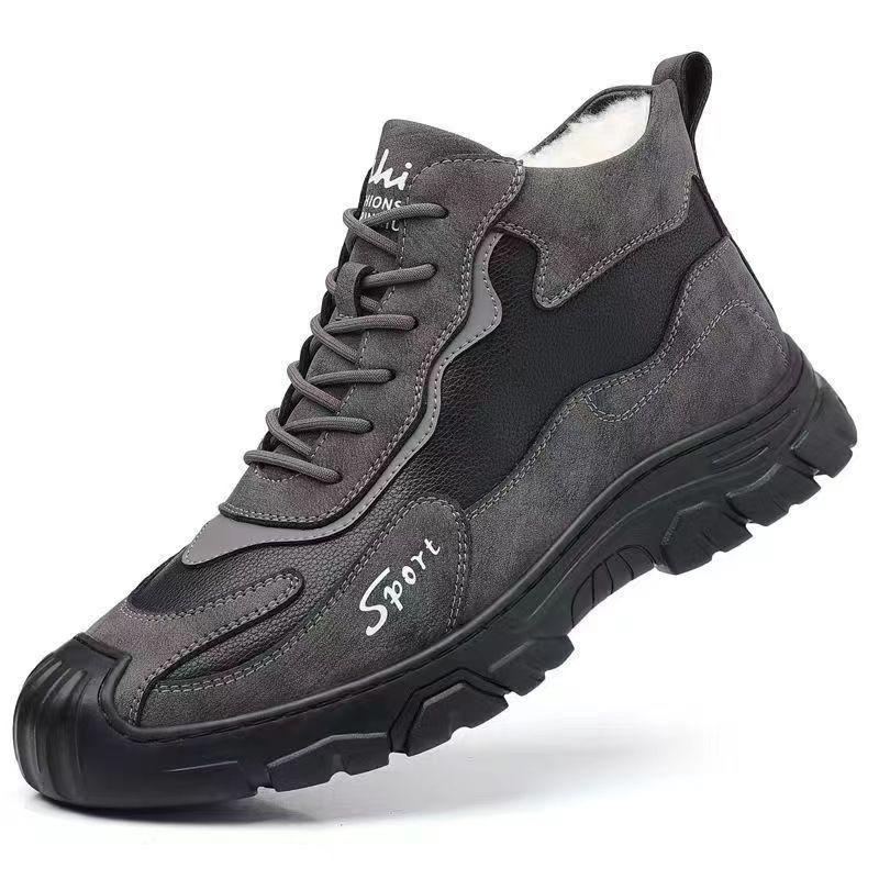 Retro Fashion Lightweight Outdoor Casual Shoes Warm Cotton Boots Men's Winter New Velvet Thickened Cold Hiking Shoes