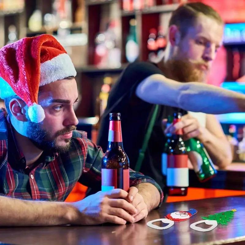 Christmas Magnetic Bottle Opener Santa Claus Beer Eagle Silicone Refrigerator Magnet Kitchen Tool Holiday Party Gift Decoration