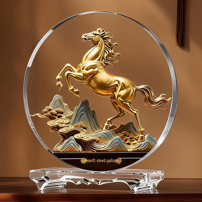 Figurina di Cavallo dello Zodiaco in Cristallo: Amuleto di Successo e Ricchezza per Casa, Ufficio o Regalo