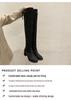 Women's 2025 New Korean Style Over-the-Knee Round Toe Chunky Heel Lace-up Boots Fashion