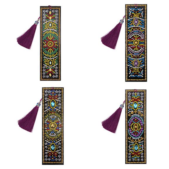 Custom Mandala Mosaic PU Leather DIY Diamond Painting Bookmark R-M038-059/AA129-153