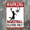 1pc Basketball Warning Metal Sign Rustic Red & White Wall Decor with Humorous Sports Message, Basketball Room Deco