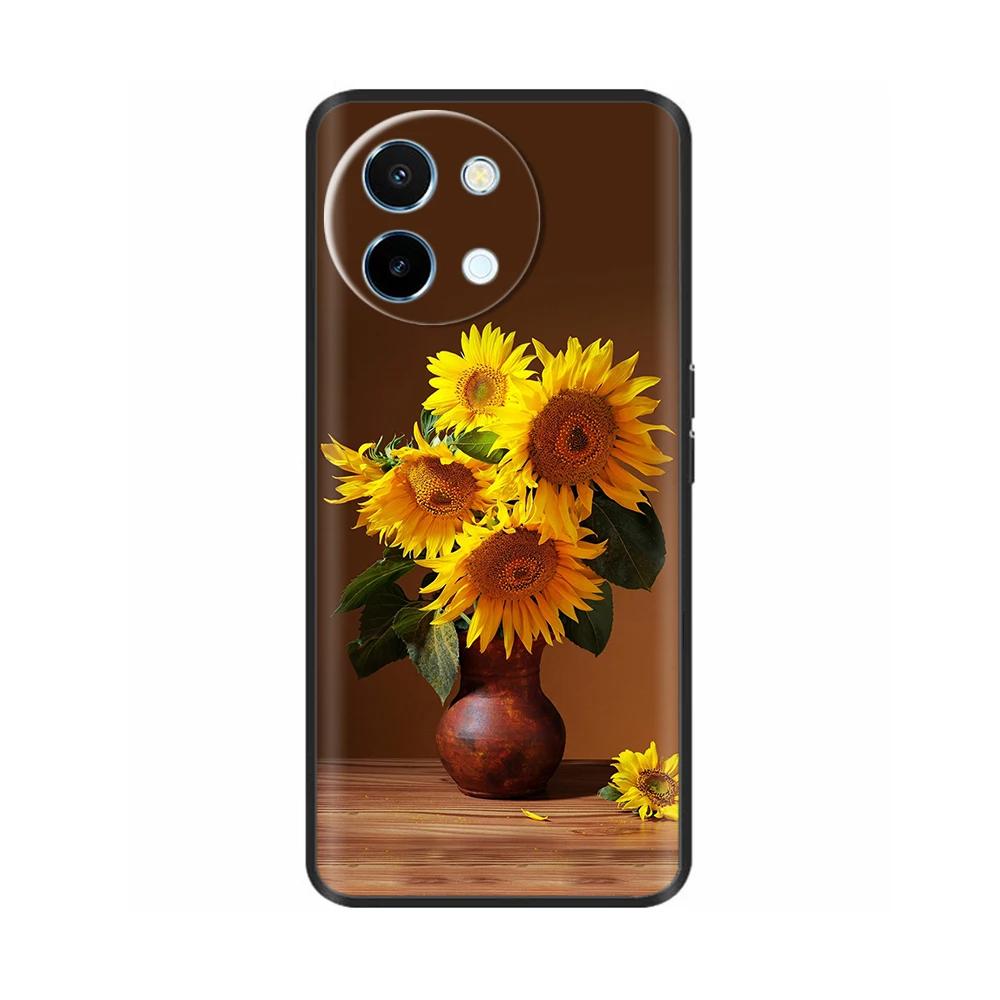 For Vivo Y38 5G Phone Case Cute Fashion Heart Flowers Cases For Vivo Y18 Soft Silicone Bumper Cover For Vivo Y18E Fundas Shells