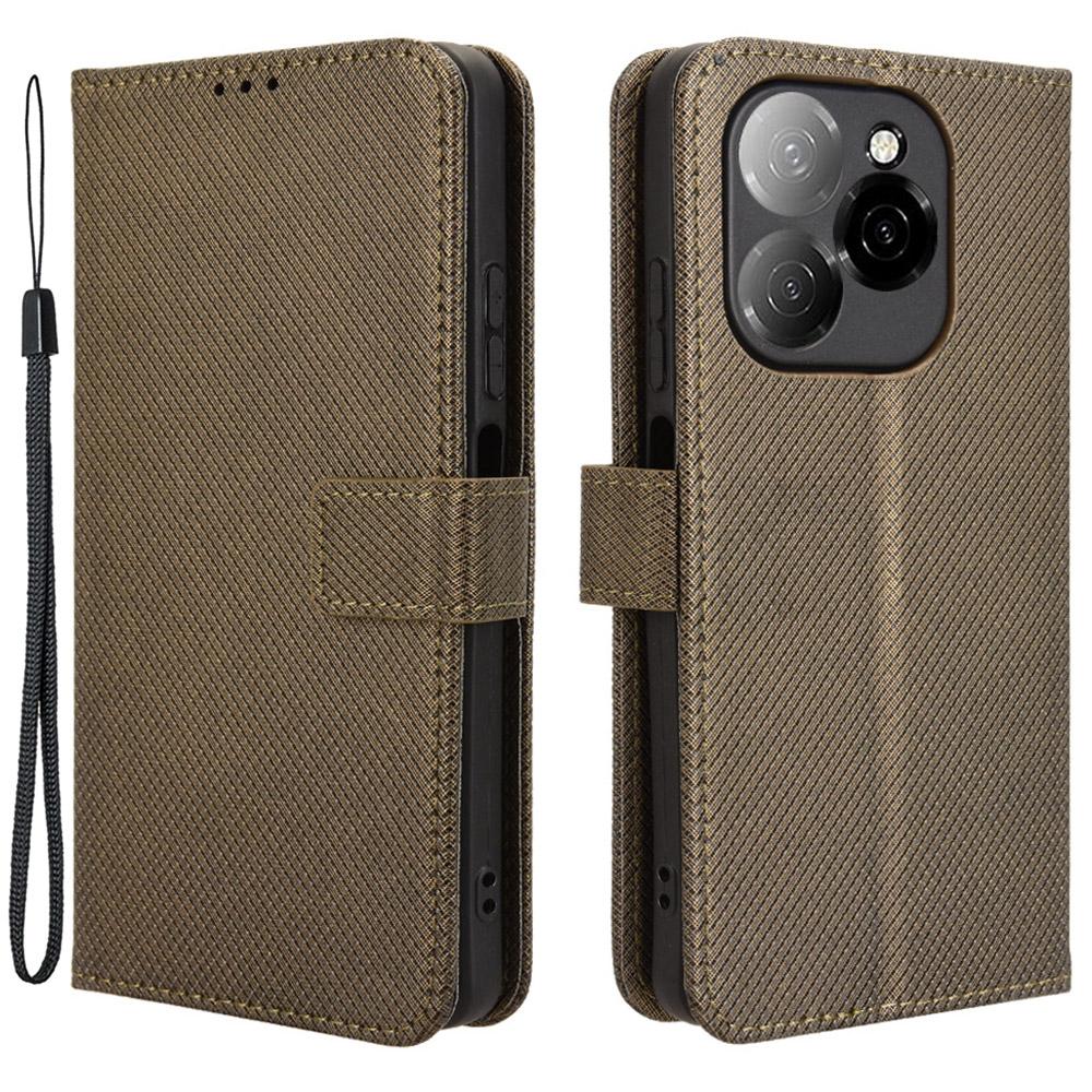 For TECNO Spark 20 Pro 5G/KJ8 Phone Stand Case Diamond Texture PU Leather Cover Wallet