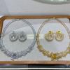 Luxury Heavy Industry Micro-Set Zircon Necklace Ear Buckle Set Bridal Dinner Host Short Play Stage Jewelry