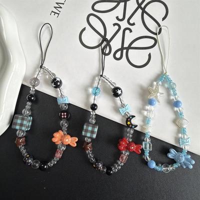Beaded Plaid Rabbit Phone Case Lanyard & DIY Camera Pendant Chain