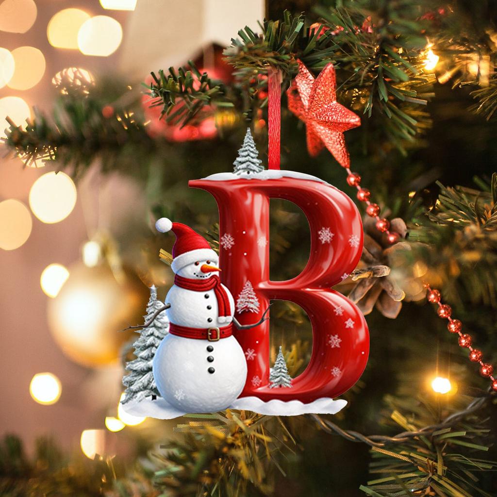 Christmas Ornament 2D 26 Letter Snowman Christmas Decoration Xmas Tree Decor Festive Letter Hanger Holiday Home Decor