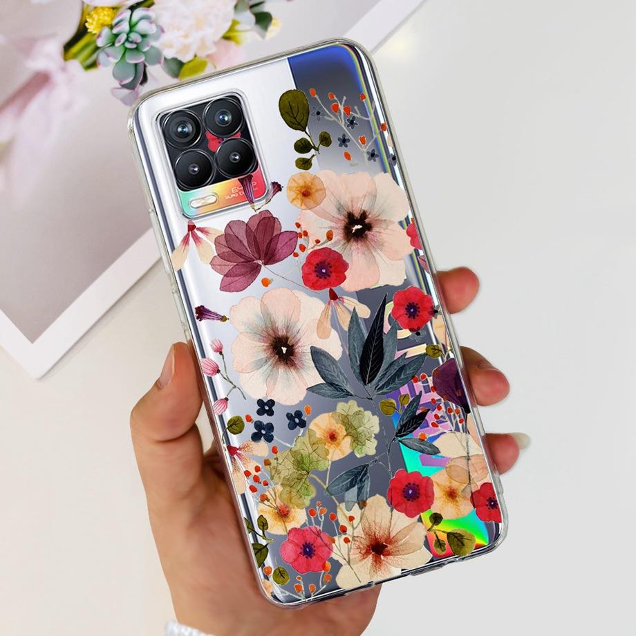 For Realme 8 Case Flower Fashion Cat Cute Cover Coques For Realme 8 Pro Phone Cases Cover Realme8 5G Realme 8i Fundas Soft Capa