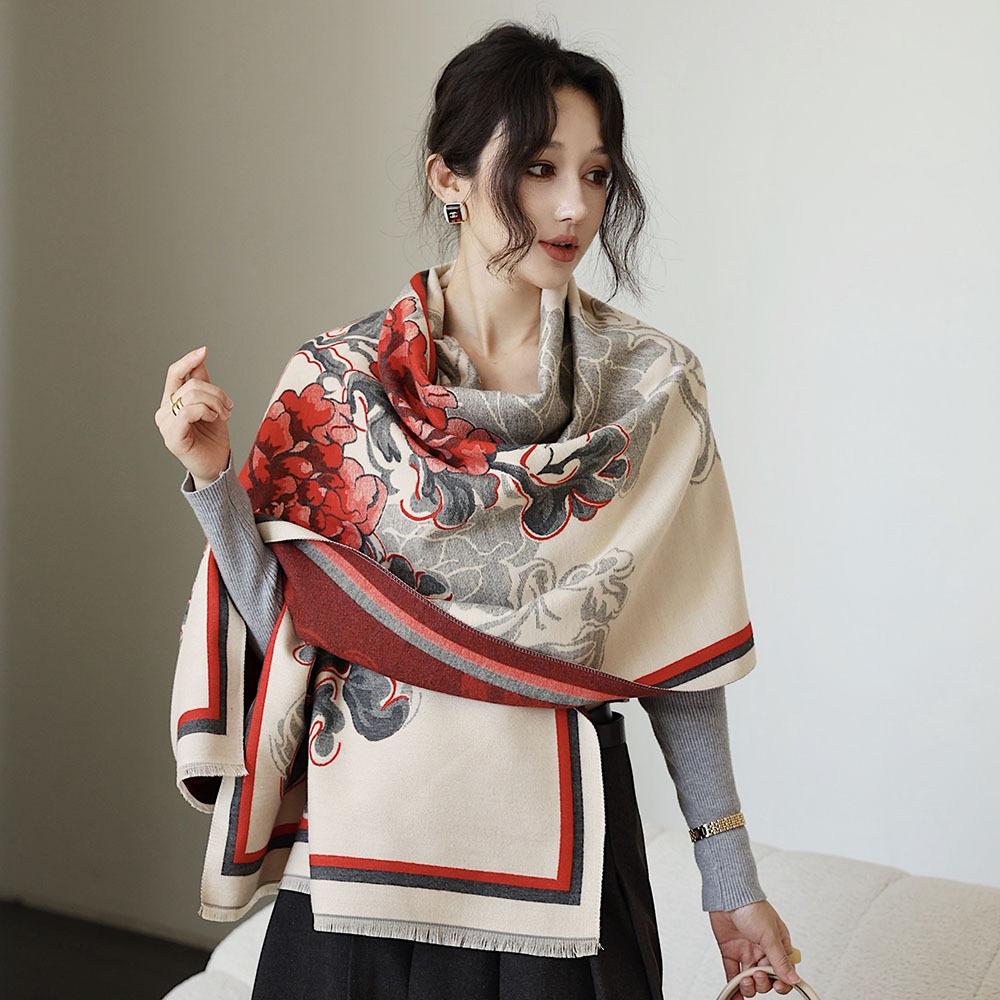 Double Sided Scarf For Women, Autumn And Winter Long Style, Suitable For Both Wearing And Wearing Cloaks, With A Thick Imitation Cashmere Shawl