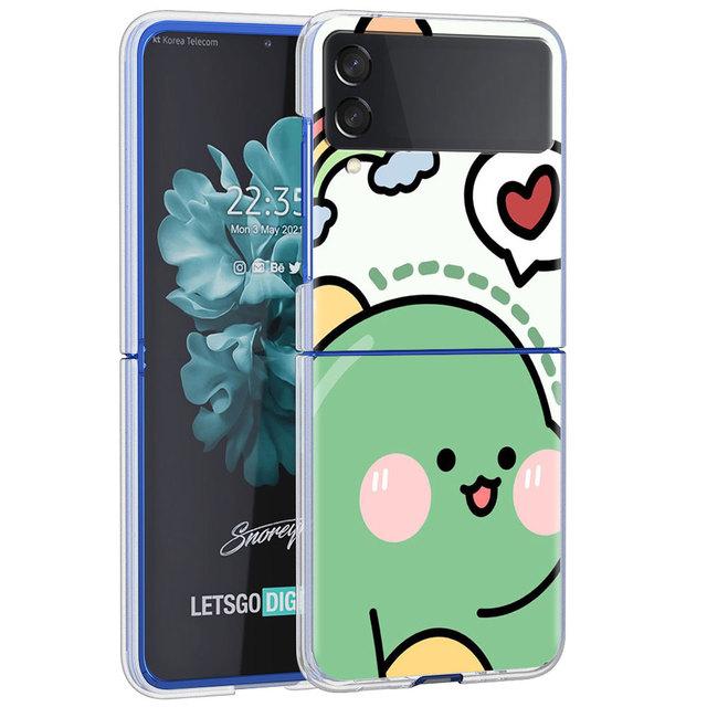 

Чехол с рисунком динозавра для Samsung Galaxy Z Flip 4 5g, прозрачный жесткий чехол для сотового телефона Zflip, прозрачный чехол для ПК, роскошный чехол в виде ракушки Samsung Z Flip4 5G