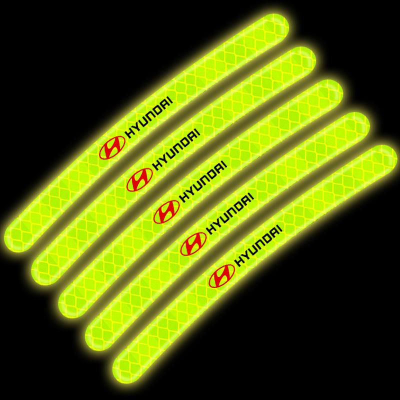 Car Wheel Hub Reflective Stickers Tire Rim Luminous Accessories For Hyundai Tucson Solaris I30 Creta Ix35 I40 Veloster Santafe