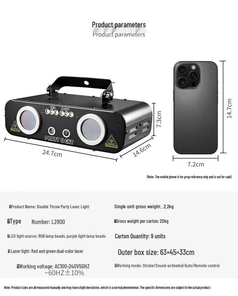 Double Projection Laser Light: Full-Color Animation Christmas, KTV, and Stage Strobe Light with Sound Control