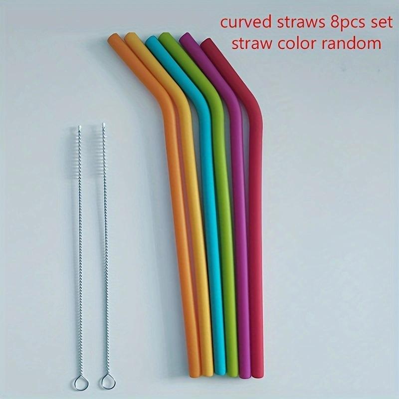 8PCS Silica Gel Drinking Straw Food Grade Straw for Children Recycleable Bent Straw