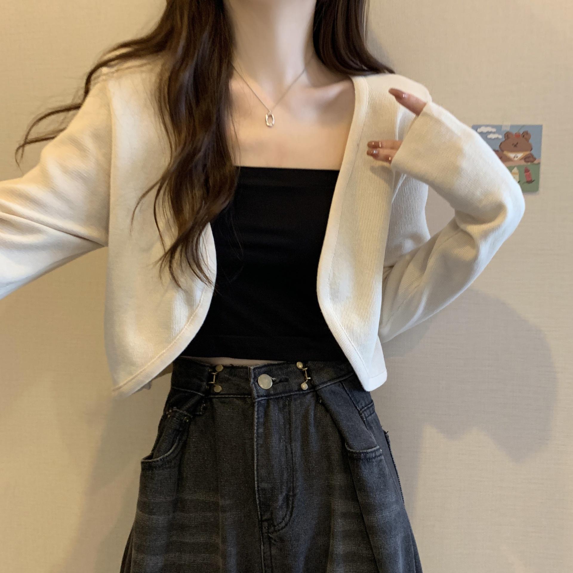 

Женский летний 2023 вязаный кардиган с кондиционером и платьем-комбинацией, накидка для защиты от солнца, модный студенческий топ. One Size абрикосовый