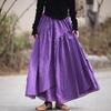 25 Small Warm Spring-Summer All-Cotton Irregular Swing Long Skirt, Literary Cotton-Linen Half-Body Skirt with Elastic Waist, Retro Style