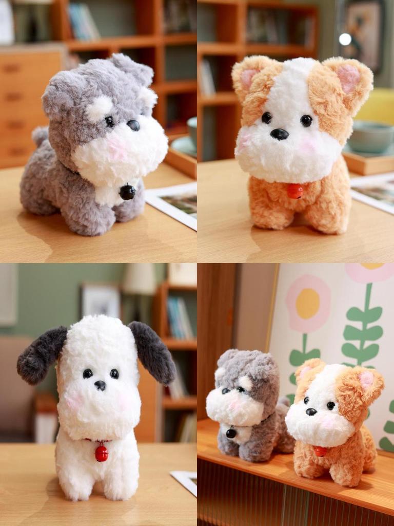 Cute Puppy Plush Toy Realistic Dog Design Soft Short Fur For Kids Birthday Gift