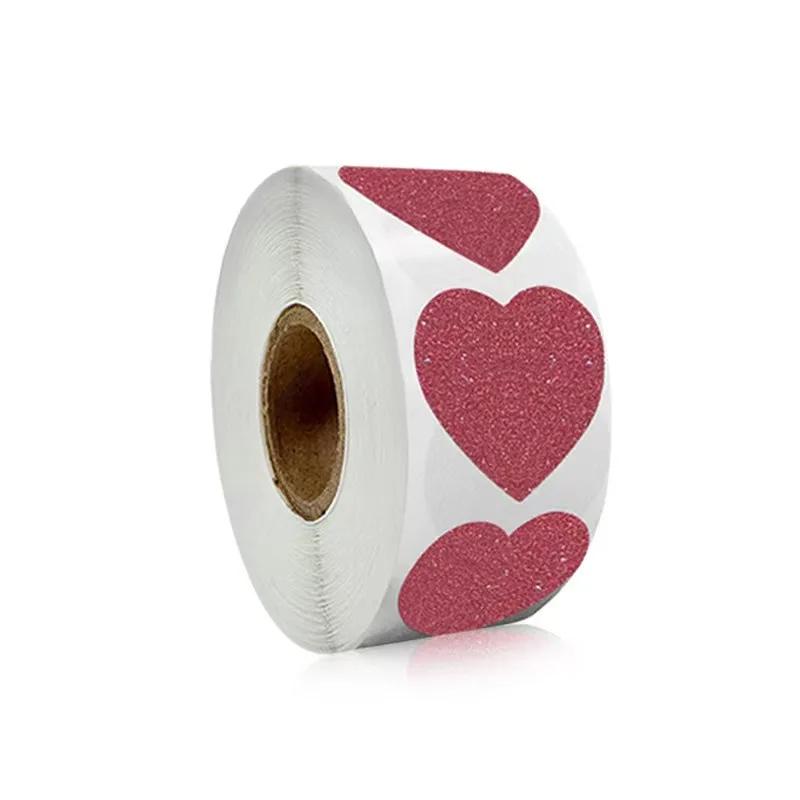 

300pcs/roll Exquisite Silver Shiny Dot Heart Shaped Stickers Seal Labels for Gift Package Glitter Card Handmade Decoration