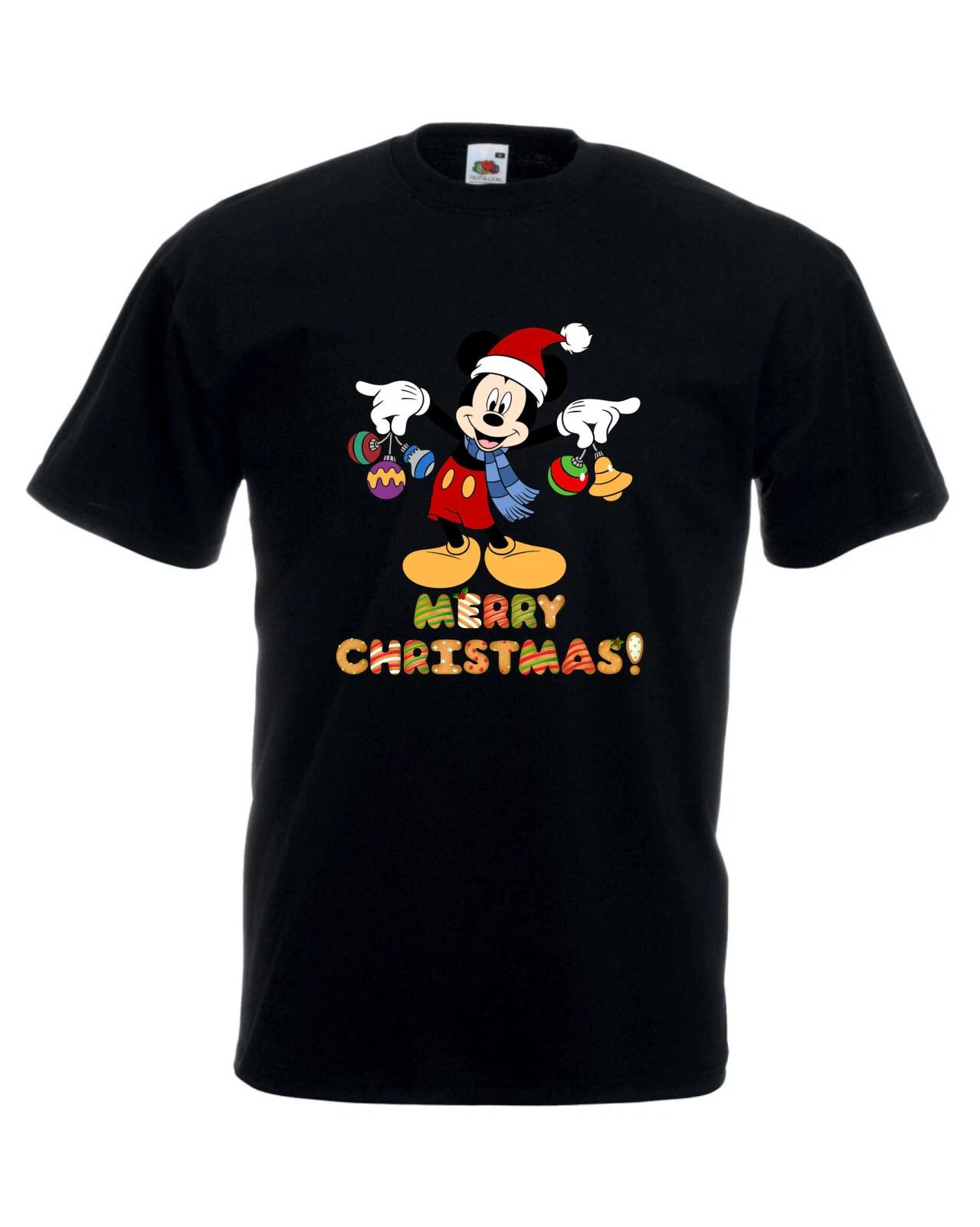 Mickey Mouse Christmas 100% Cotton T-shirt Mens Tees Top, Xmas Disney Tee, Merry Christmas, Unisex Tee Top M