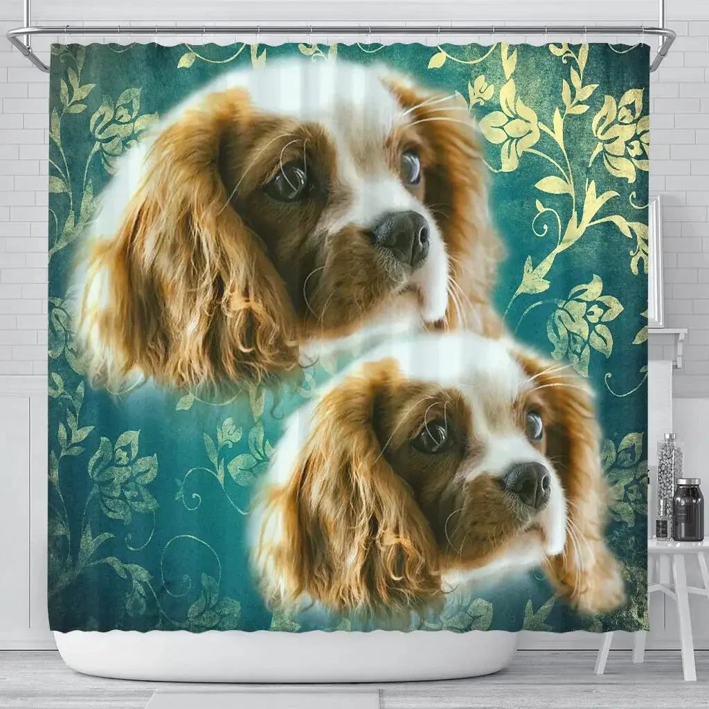 

Spaniel Dogs Shower Curtain Waterproof Polyester Fabric Bathroom Shower Curtains Bathroom Decor with Hooks 90x180cm-35x70in