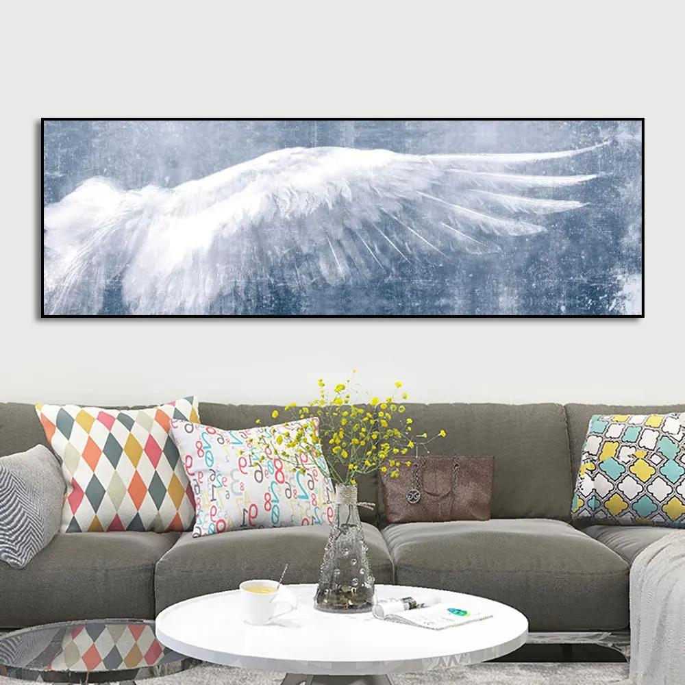 Ailes d'ange blanches décoratives nordiques Peinture sur toile Art mural vintage Image d'aile Affiche et Impression pour la décoration du salon et de la chambre à coucher