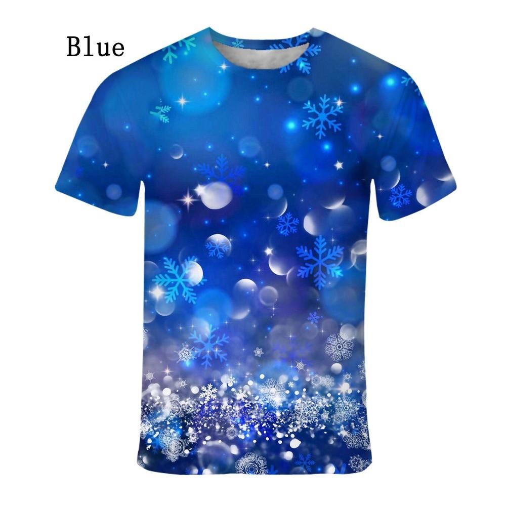 Christmas Snowflake 3D Printed Popular Pattern T-shirt Men's and Women's Short Sleeve Printed Christmas Shirt Top