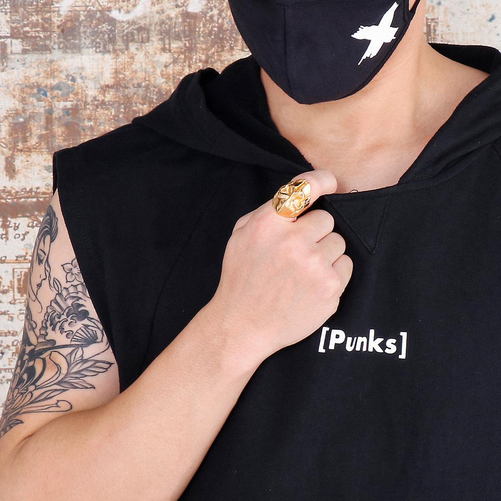 7-12# Vintage Stainless Steel Skull Silver Gold Color Ring Mens Skull Biker Rock Roll Gothic Punk Skull Mask Ring Jewelry Ring