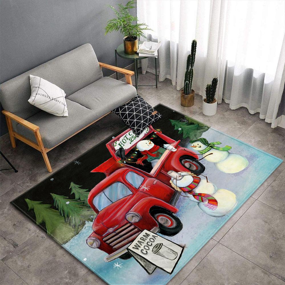 Christmas Living Room Area Rug  Santa Claus Bedroom Decor Children Play 3D Carpets Memory Foam Home Decor Kitchen Rug Floor Mat