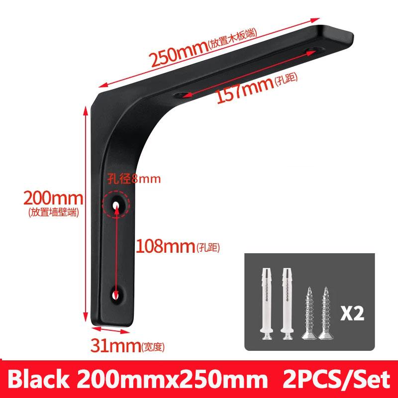 YM 2pcs Heavy Duty Stainless Steel L-Shaped Floating Shelf Brackets Wall Mount Black/White Corner Triangle 90 Degree Decorative