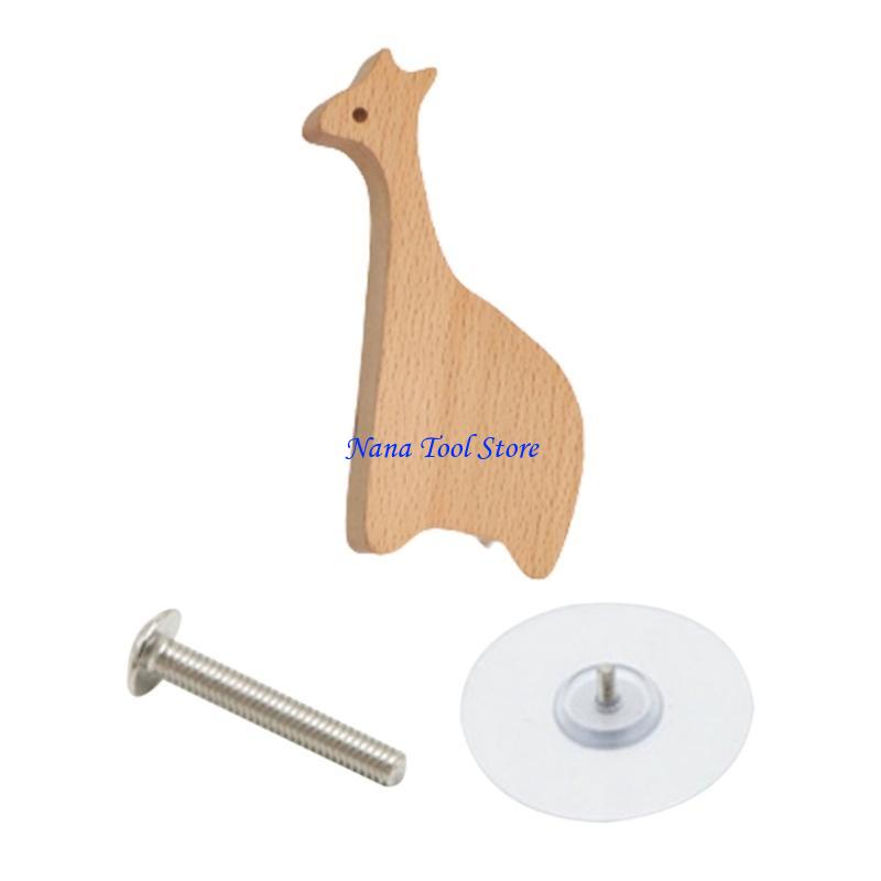 31GJ Furniture Knob with Fun Animal Wooden Drawer Handle Handle