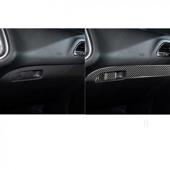 3Pcs Carbon Fiber Passenger Dashboard Cover Trim For Dodge Challenger 2015-Up